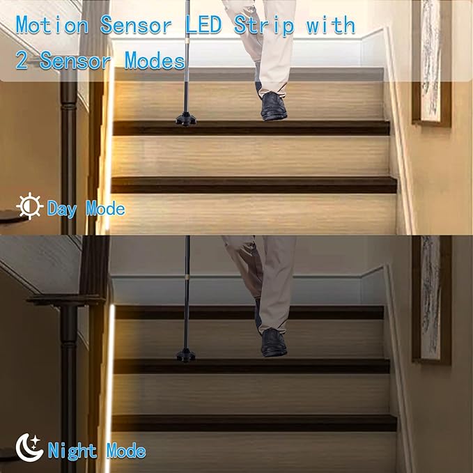 echosari Battery Operated Motion Sensor Cabinet Strip Lights, 9.8Ft 90 LED - Image 5