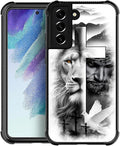 for Samsung Galaxy S21 Plus Case, Lion Cross Jesus Christ Dove Pattern Graphic by FKBRCL4U