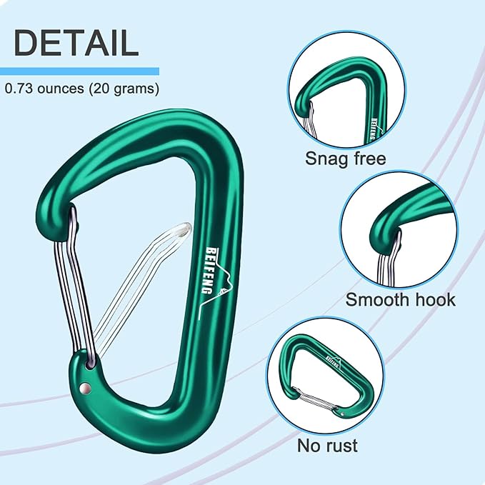BEIFENG Heavy Duty Lightweight Locking Carabiner Clips D Ring - Image 3