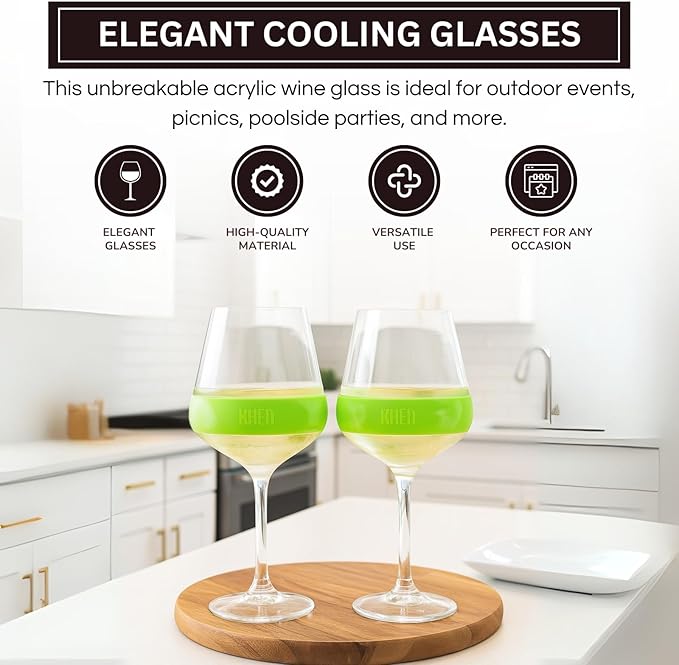 14oz Frozen Cooling Wine Glasses, 2 Set – Keep Drinks Cold Longer, Stemmed - Image 4