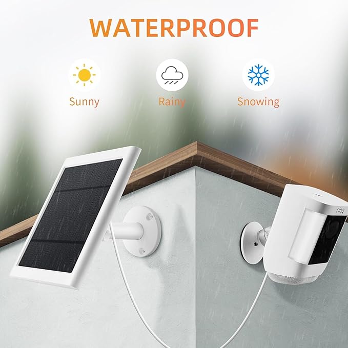 IP65 Solar Panel for Rings Camera White 3pack 4W Solar Charger Compatible - Image 6