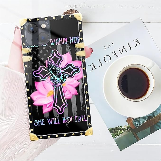 Compatible with iPhone 14 Case, Praying Cross Hands Luxury Golden Decoration - Image 7