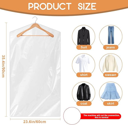 90 PCS Dry Cleaner Bags Plastic Clear 35.4 Inches, Garment Bags - Image 2