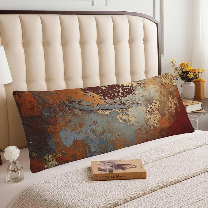 Grunge Rust Decorative Body Pillowcase 20"X54", Metal Rusty Steel Brown Outdoor - Image 3