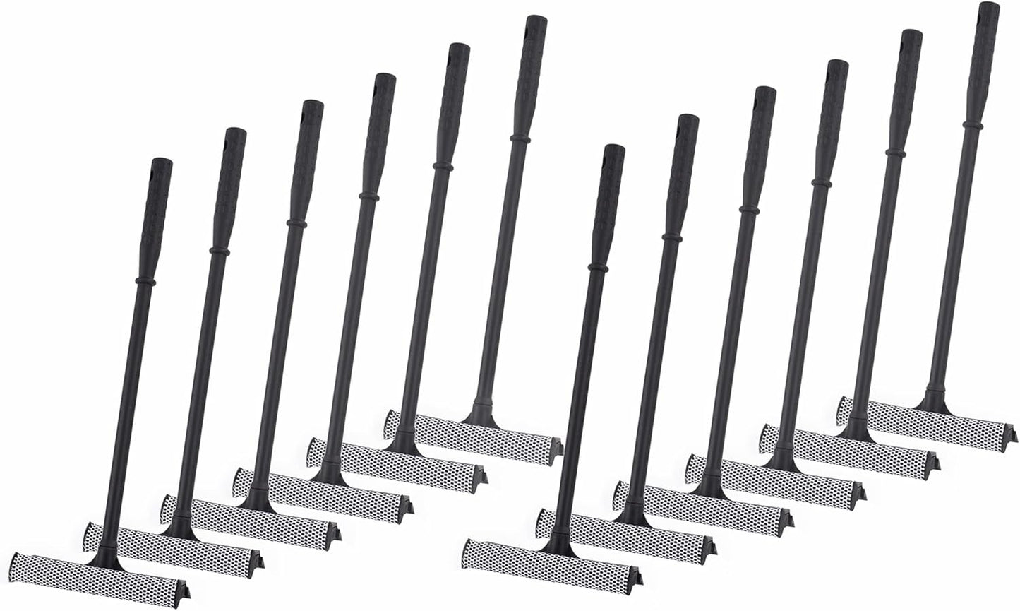 Matthew Cleaning All Purpose Window Squeegee Window Cleaner Tool,Car Squeegee Windshield Cleaning Sponge and Rubber Squeegee,2-in-1 Window Cleaner Sponge(8'') and Soft Rubber with Pole 20’’(12Pack)