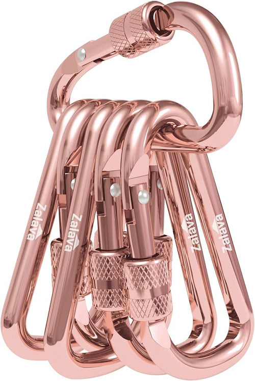 6PCS Carabiner Keychain, 2 inch Aluminum D-Clip Caribeener by Zalava