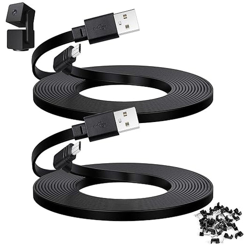 2-Pack 30 ft Cable for WYZE Cam Pan V3 Outdoor Camera, Micro USB 90 Degree by YEAOI