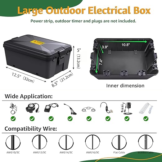NineLeaf Large Outdoor Electrical Box, IP54 Waterproof Extension Cord Cover - Image 7