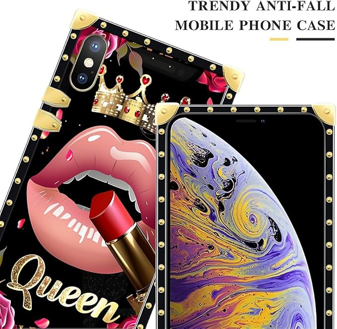 Compatible with iPhone XR Case, Glitter Red Rose Queen Leopard Lipstick Luxury - Image 4