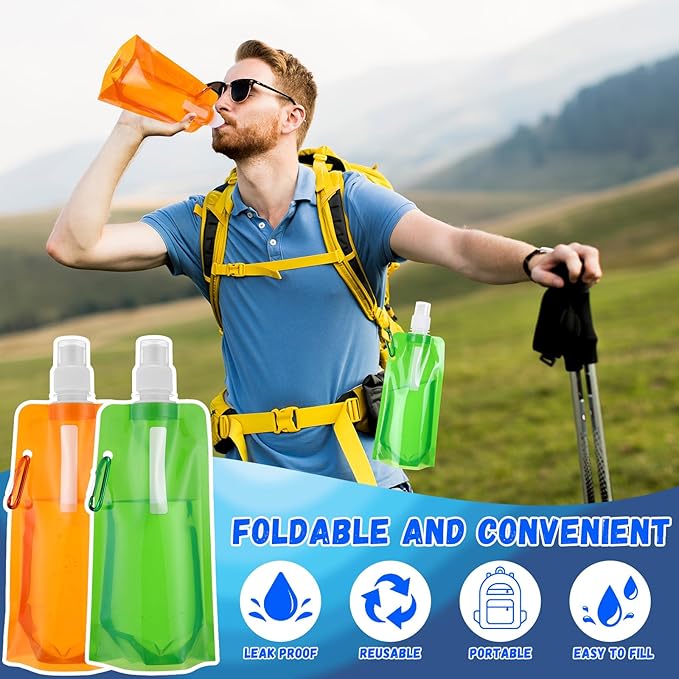 Teenyyou 100 Pack Collapsible Water Bottles Bulk 16oz Foldable Water Bottles - Image 4