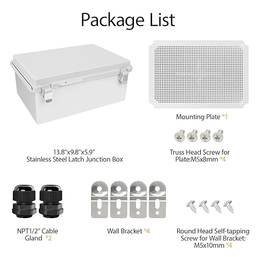 LeMotech Electrical Box, IP67 Waterproof Hinged Cover Stainless Steel Latch - Image 8