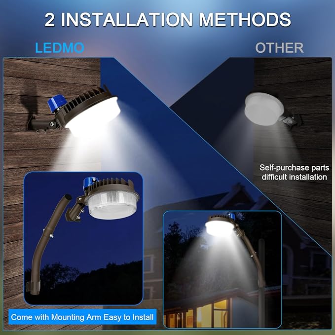 ledmo 120W LED Barn Light Dusk to Dawn Adjustable Angle - Image 3
