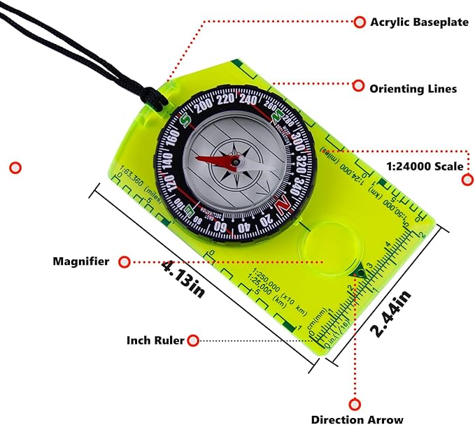 Abvsdu 2 Pieces Orienteering Compass, Superior Hiking Survival Compass - Image 3