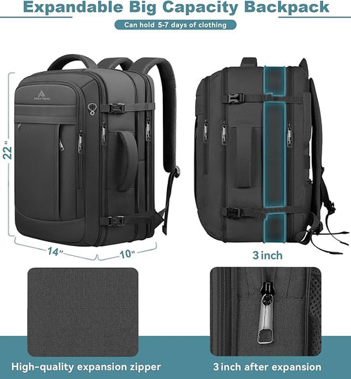 60L Extra Large Travel Laptop Backpack, 3XL Expandable Carry On Backpack - Image 2