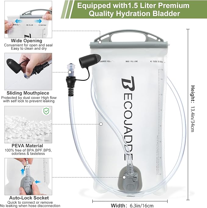 BECOJADDE Running Vest Hydration Backpack - Image 5
