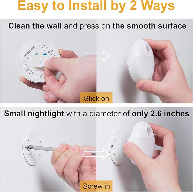 YUNLEX 2 Pack Amber Night Light, Battery Operated Night Light, 2.6" Small - Image 8