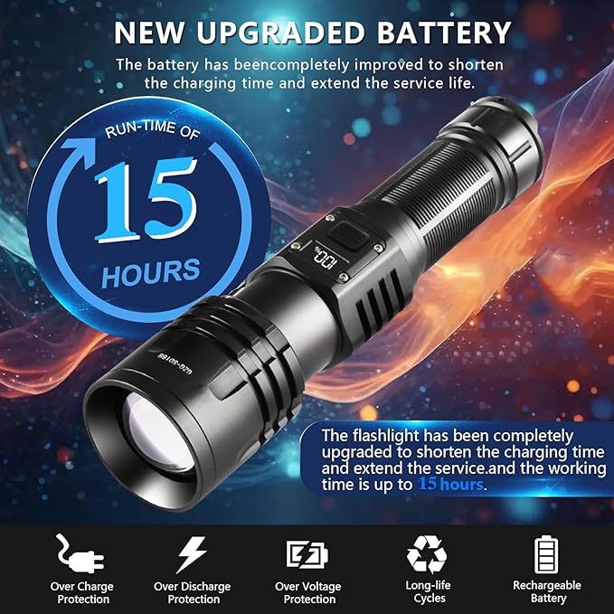 Rechargeable LED Flashlights High Lumens, 10000mAh High Powered Waterproof - Image 5