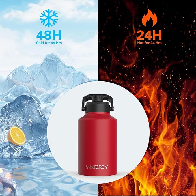 WATERSY 1 Gallon Water Bottle Insulated, BPA Free&Leak Proof, 128oz Stainless - Image 2