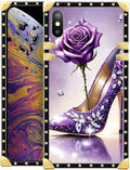 Compatible with iPhone Xs Max Case, High Heeled Purple Diamond Rose Luxury by Unknown