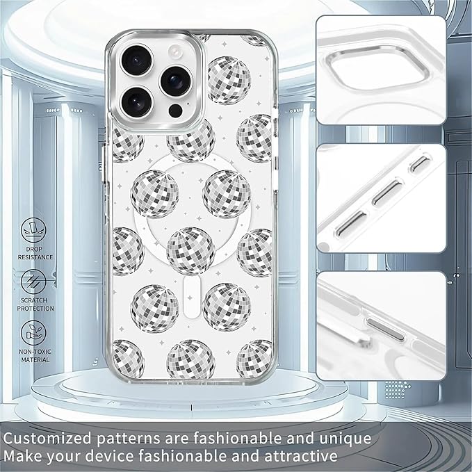 Case for iPhone 15 Pro Max, Disco Ball Grayish White Phone Case Design，for - Image 2