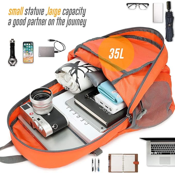 35L Lightweight Packable Backpack Waterproof Durable Hiking Travel Backpack - Image 7