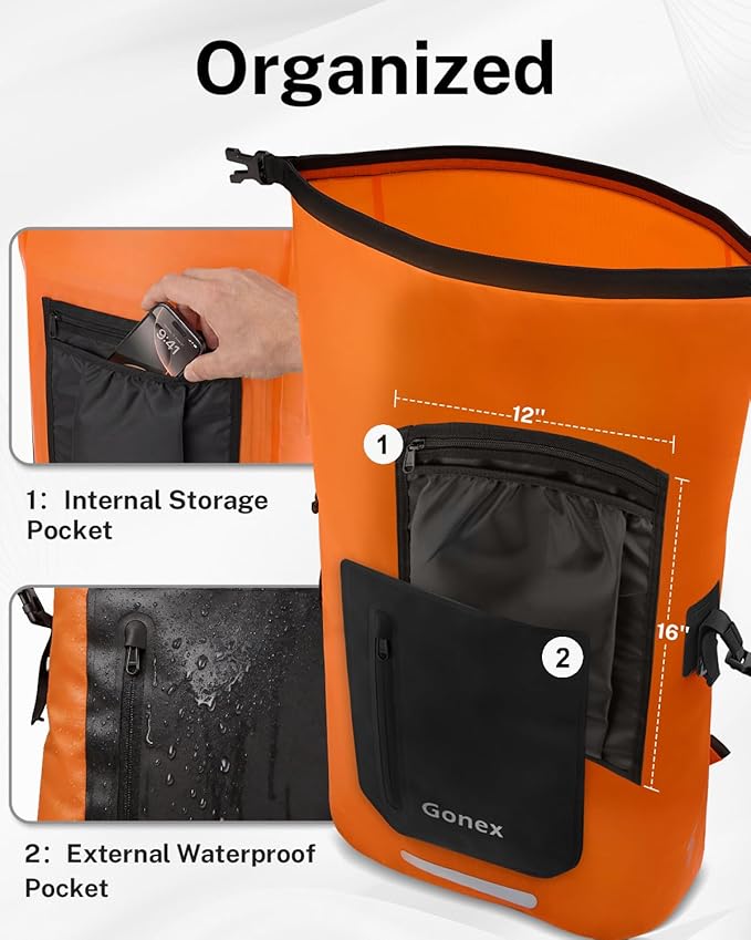 Gonex Ultralight Waterproof TPU Backpack, 35L Roll Top Dry Bag - Image 5