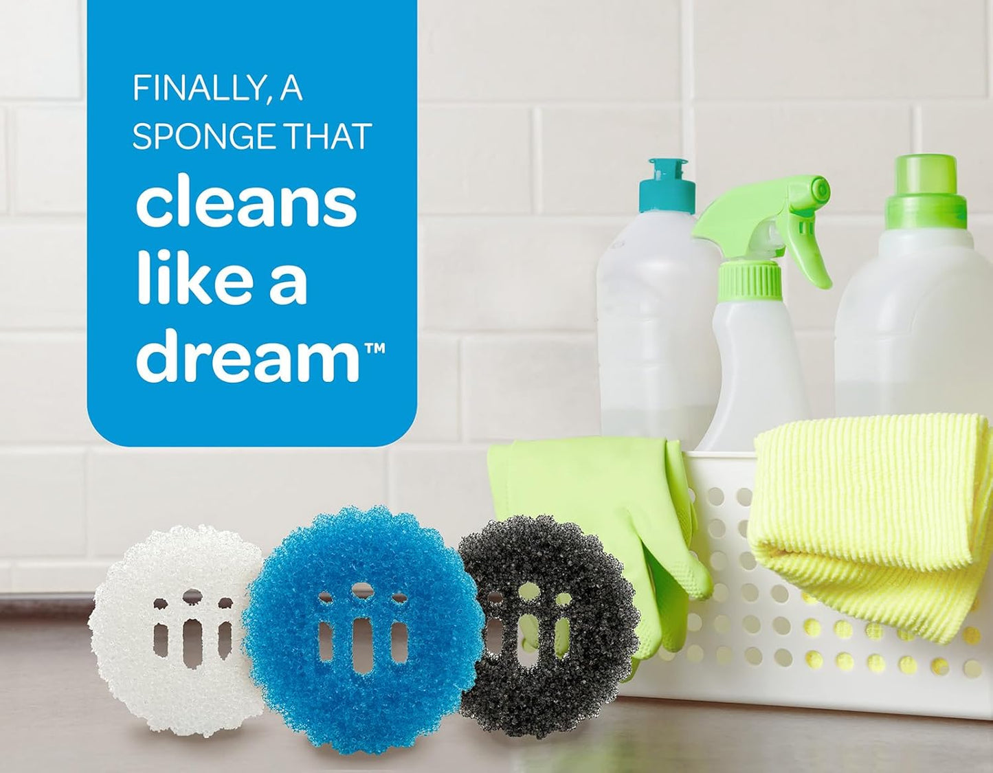 Used by Humans™ High-Performance Dish Sponge Set – Scratch-Free Scrubber for Kitchen & Bathroom, Flexible, Odor Resistant, Reusable, Deep Cleaning Power – Cleans Like a Dream™