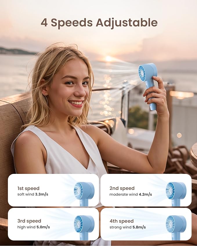 Portable Mini Handheld Turbo 4 Speed High Velocity Personal Fan, Max 16H - Image 5