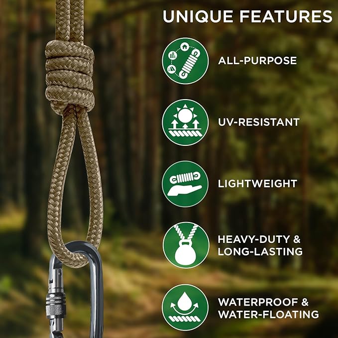 TECEUM Rope – 90 Feet x 3/8 Inch – Coyote Brown – Strong All-Purpose Utility - Image 4