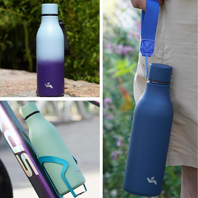 Insulated Water Bottle with Strap, 18 oz Double Wall Stainless Steel Vacuum - Image 6