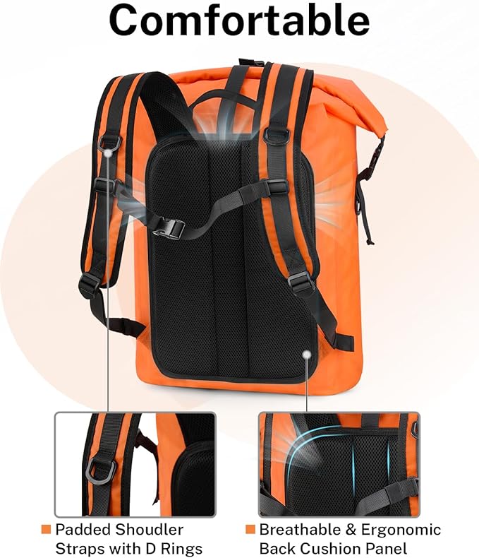 Gonex Ultralight Waterproof TPU Backpack, 55L Roll Top Dry Bag - Image 4