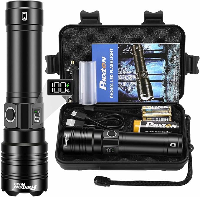 PHIXTON Rechargeable Flashlights 100000 High Lumens Long Range 3280 FT by PHIXTON