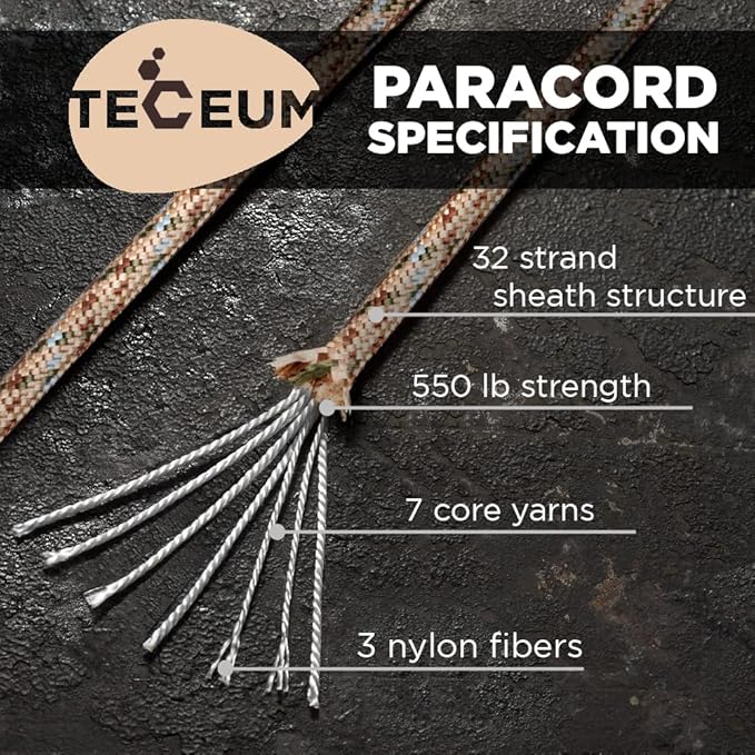 TECEUM 5/32" Paracord Rope 1000 – 1000ft / 200ft / 100ft / 50ft – Tactical - Image 2