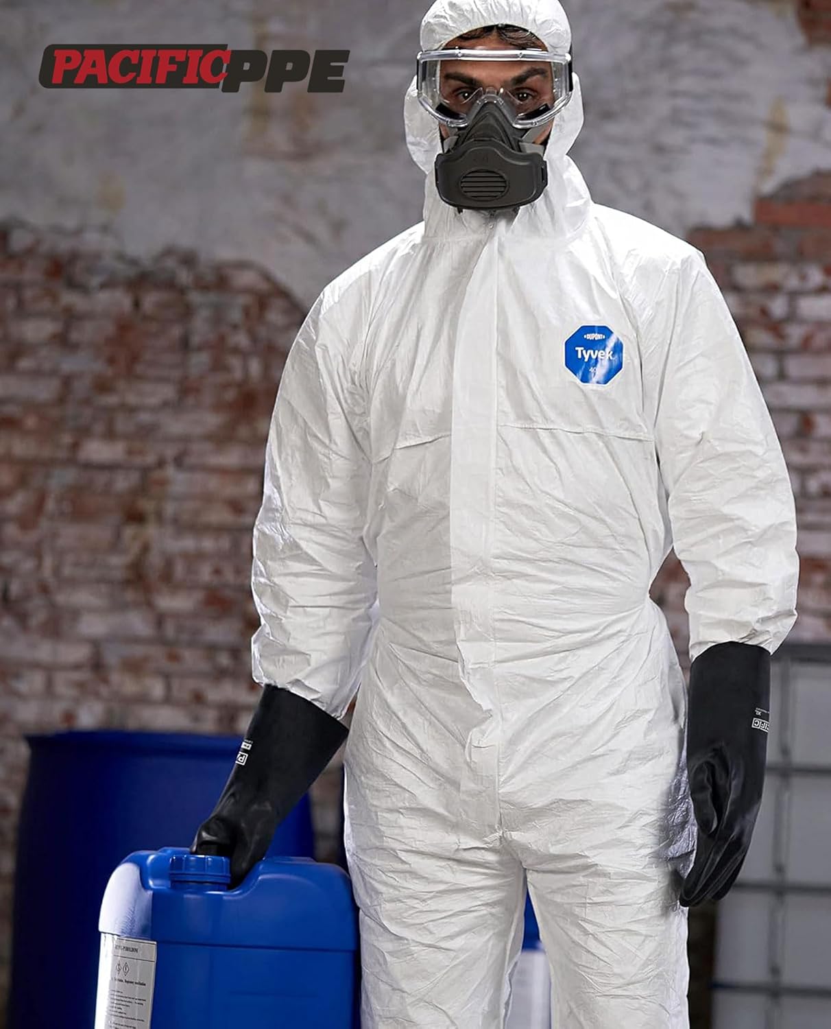 PACIFIC PPE Chemical Resistant Gloves, Heavy Duty Industrial Rubber Gloves, Resist Acid, Alkali and Oil, 12.6", Large