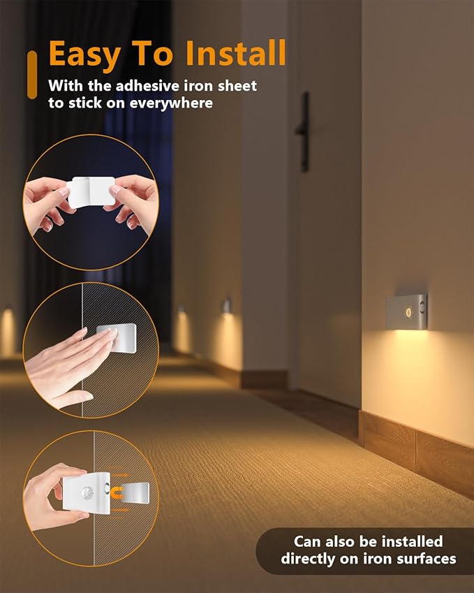WILLED Motion Sensor Night Light, Rechargeable Stair Lights Indoor, Warm White - Image 6
