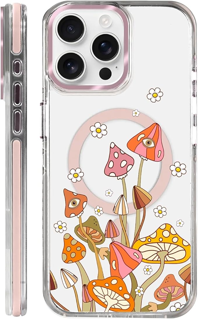 Case for iPhone 14 Pro Max, Retro Mushroom Sunflower Phone Case Design，for by Toulas
