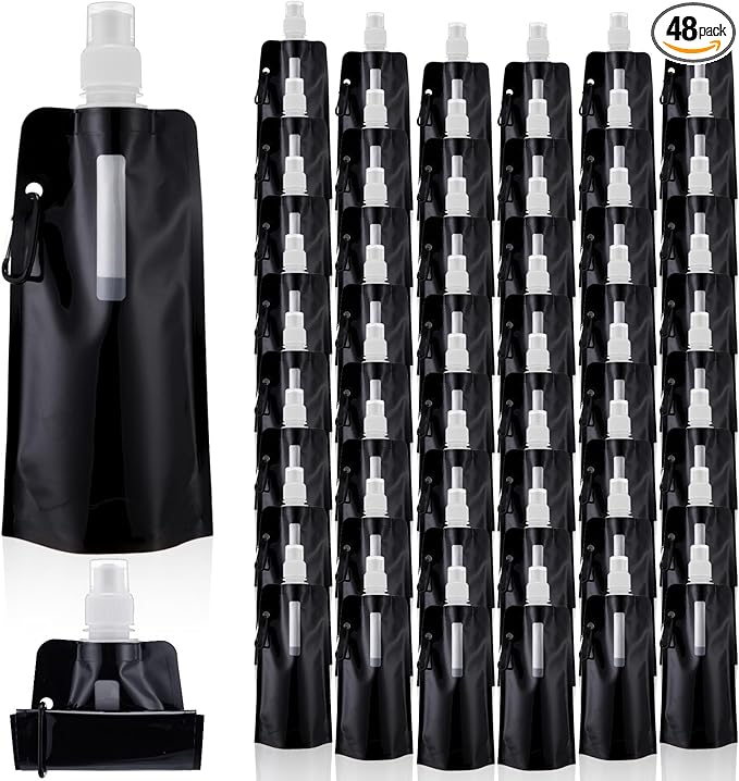 Teenyyou 48 Pack Collapsible Water Bottles Bulk 16oz Foldable Water Bottles by Teenyyou