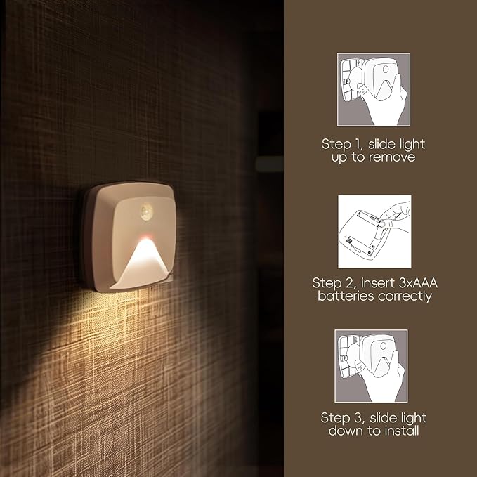 innofox 10-Pack Stick-on Motion Sensor Lights, Warm White LED Night Light - Image 7