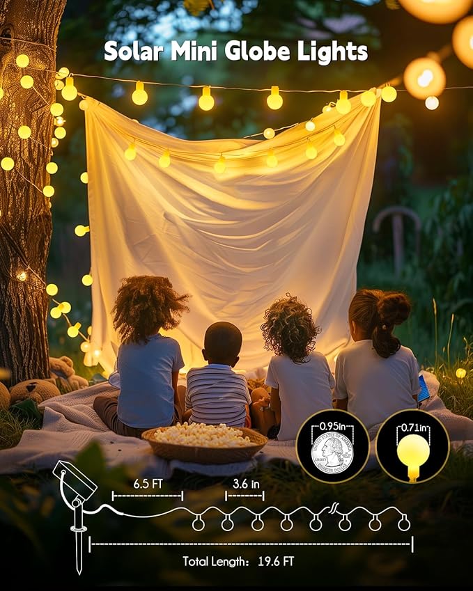 Brightown Solar String Lights Outdoor Waterproof, 19.6Ft 60 LED Globe Solar - Image 5
