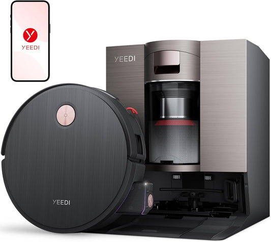 Yeedi S20 Infinity Robot Vacuum&Mop with 19,500Pa Blast Suction, PowerBoost Charging, OZMO Roller 2.0 Self-Washing, Bagless OmniCyclone Station with Hot Mop Washing&Heat Drying, AIVI 3D Navigation