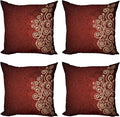 Ambesonne Burgundy Throw Pillow Cushion Case Pack of 4, Floral Swirls Ivy Image by Ambesonne