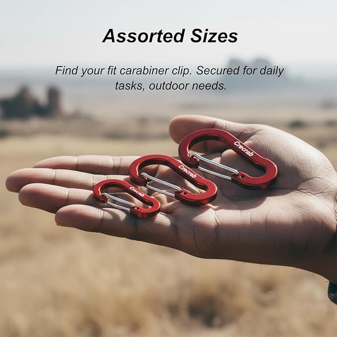 12Pcs Carabiner Clips Assorted Sizes Pack, Includes Small Medium Large - Image 2