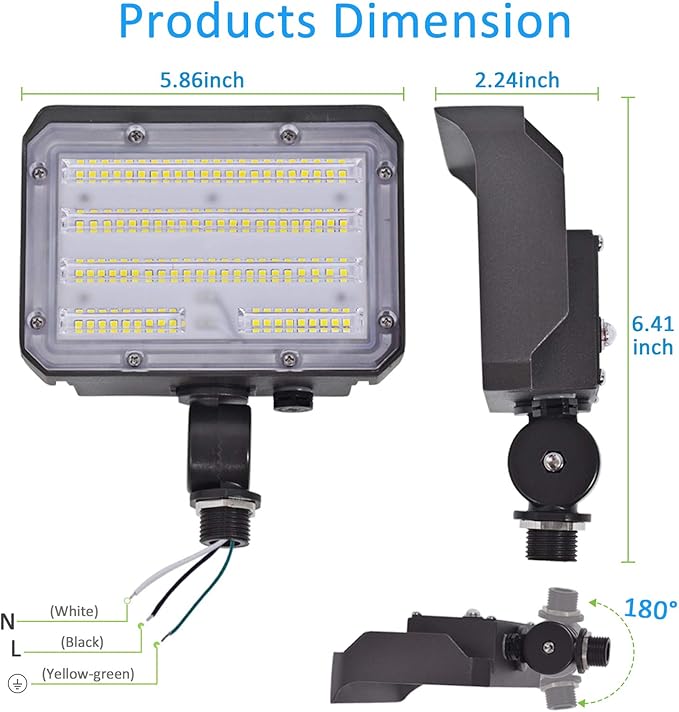30W LED Flood Light with Knuckle, Outdoor Security Fixture Light with - Image 8