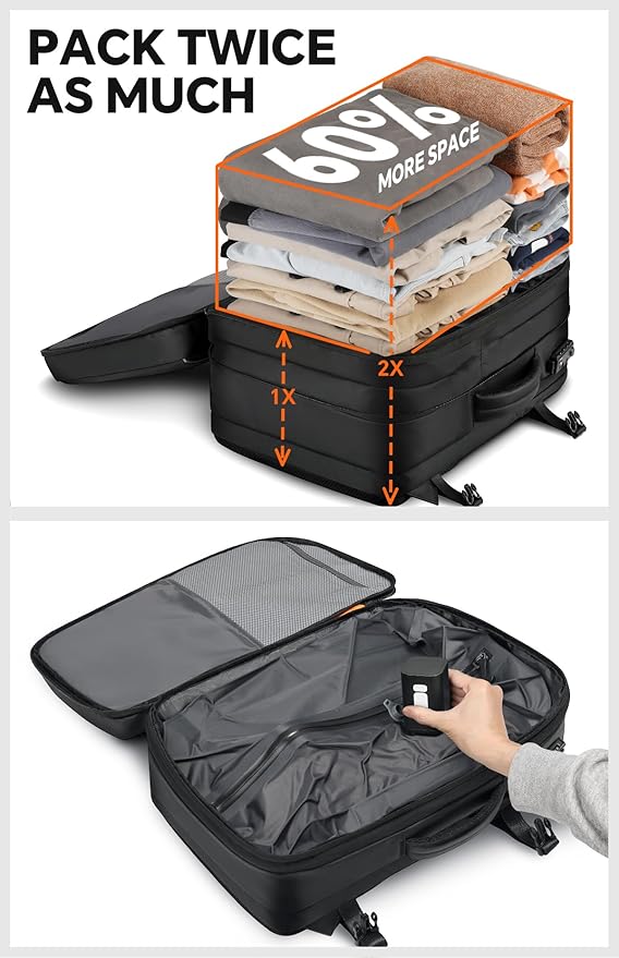 Vacuum Backpack Travel, 70L Expandable Carry On Backpack - Image 7