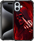 for iPhone 16 Case, Gestures Funny Skull Pattern Graphic Design Girl Boy Soft by FKBRCL4U