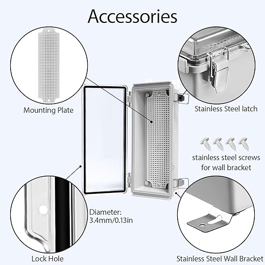 LeMotech Electrical Box, IP67 Waterproof Hinged Clear Cover Stainless Steel - Image 4
