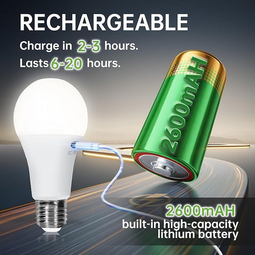 2 Pack Rechargeable Light Bulbs, Battery Operated Light Bulbs - Image 2