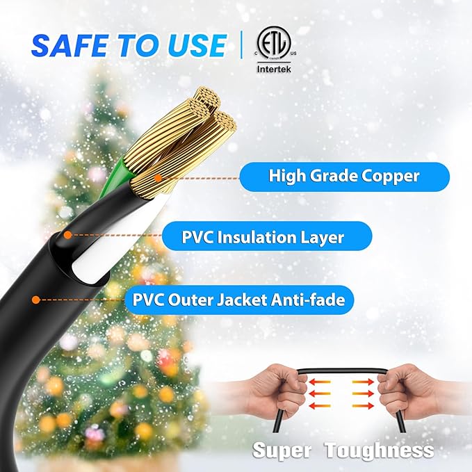 K KASONIC - 31FT Christmas Lights Outdoor Extension Cord - Image 4