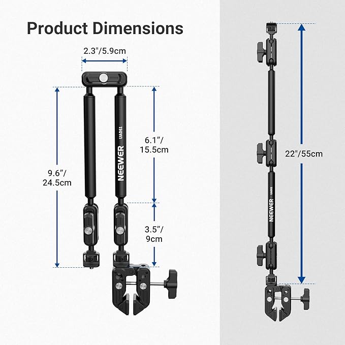 NEEWER Basics Magic Arm Table Stand, 55 cm Microphone Arm Overhead Mobile Phone - Image 8