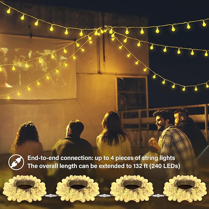 Color Changing String Lights Plug in, 33ft 60LED Connectable Crystal Globe - Image 6